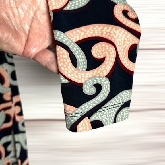 Brooks Brothers Stretch Tunic Top Blouse Abstract Print Black Peach Gray M - Picture 6 of 10